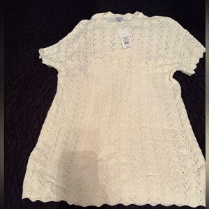 Women's Cream Crochet Short-Sleeve dress